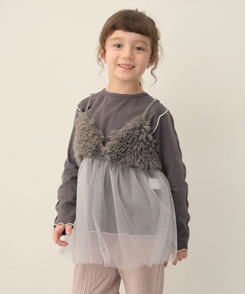 Piet（ピエット）の「【2点セット】メロウT×プードルファービスチェ セット（Tシャツ/カットソー・キッズ・オフホワイト/チャコールグレー・100/110/120/130）」の19枚目の写真