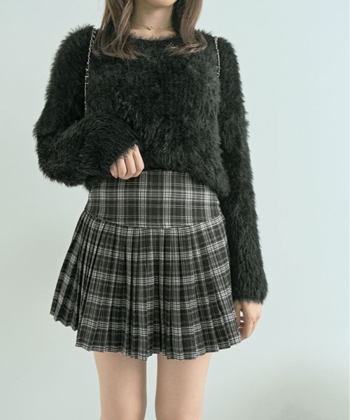 kirakiraShop（キラキラショップ）の「チェック柄 プリーツ フレア ミニスカート（スカート・レディース・ブラック/レッド/モカ・S/M/L）」の6枚目の写真