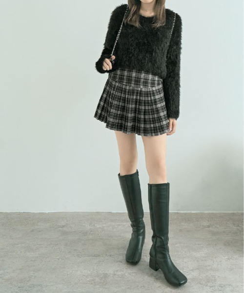kirakiraShop（キラキラショップ）の「チェック柄 プリーツ フレア ミニスカート（スカート・レディース・ブラック/レッド/モカ・S/M/L）」の7枚目の写真