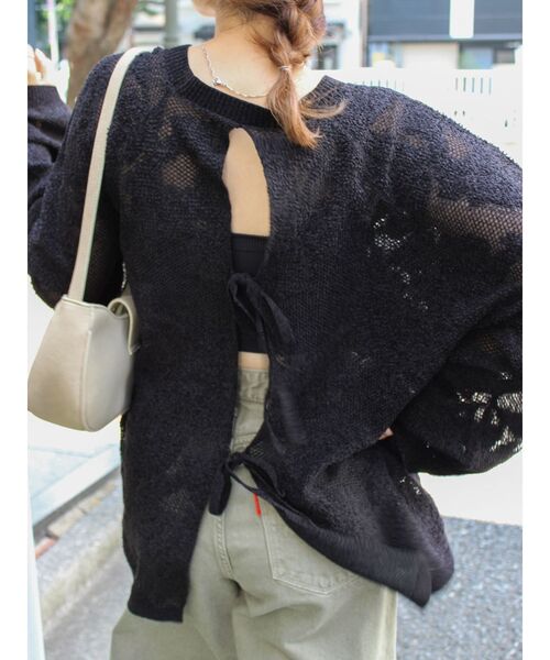 Ungrid（アングリッド）の「バックデザインシアーニット（ニット/セーター・レディース・アイボリー/ブラック/イエロー・FREE）」の13枚目の写真