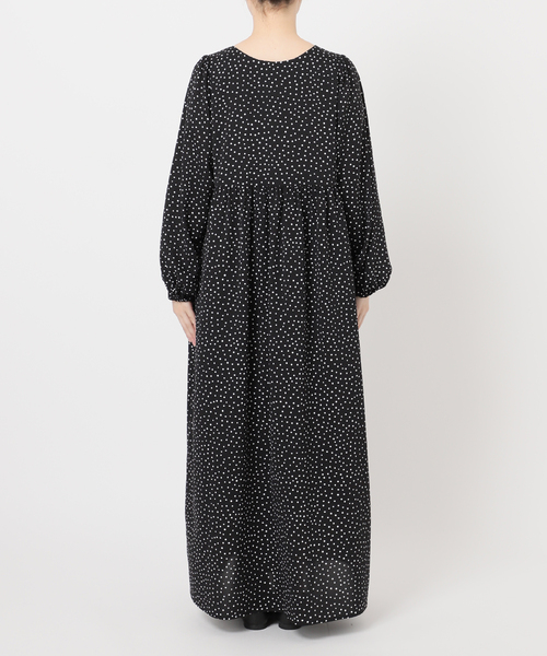 【未使用品】ジェイプレス　ワンピース　ドット柄　ウォッシャブル　イージーケアM ドット柄／無地／洗える】ジョーゼットワンピース（ミドル