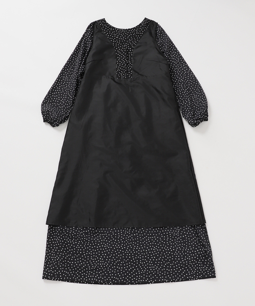 追加》【WEB限定】ウォッシャブル / ドット無地Vネックワンピース