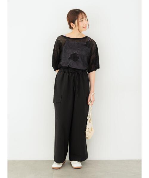 Te chichi TERRASSE(テチチテラス)の「メッシュジャガードプルオーバーニット(ニット/セーター・レディース・グリーン/オフホワイト/ブラック・F)」の6枚目の写真