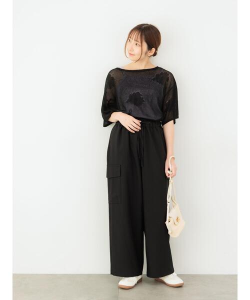 Te chichi TERRASSE(テチチテラス)の「メッシュジャガードプルオーバーニット(ニット/セーター・レディース・グリーン/オフホワイト/ブラック・F)」の7枚目の写真