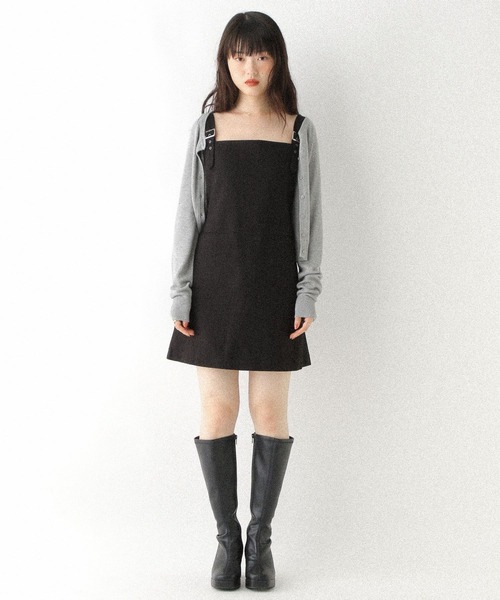 Heather（ヘザー）の「ショルダーベルトミニジャンスカ　590745（ジャンパースカート・レディース・グレー系その他/ブラック/グレー・FREE）」の4枚目の写真