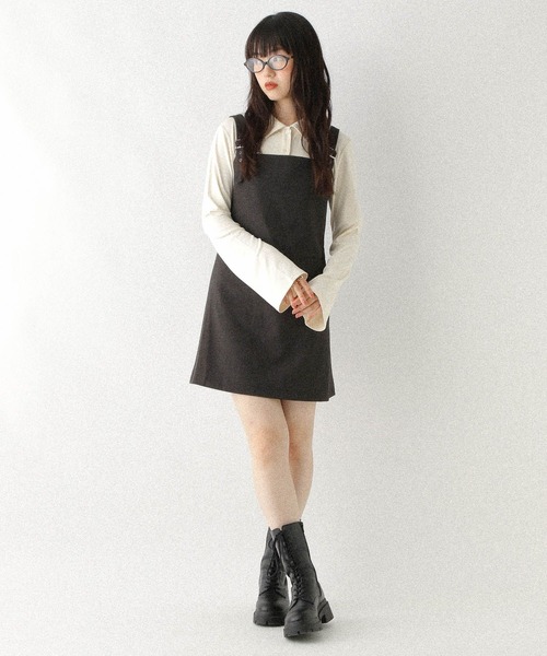 Heather（ヘザー）の「ショルダーベルトミニジャンスカ　590745（ジャンパースカート・レディース・グレー系その他/ブラック/グレー・FREE）」の13枚目の写真