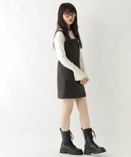 Heather（ヘザー）の「ショルダーベルトミニジャンスカ　590745（ジャンパースカート・レディース・グレー系その他/ブラック/グレー・FREE）」の15枚目の写真