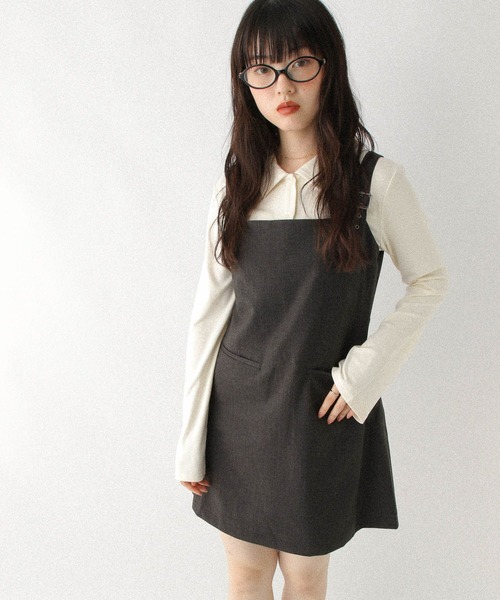 Heather（ヘザー）の「ショルダーベルトミニジャンスカ　590745（ジャンパースカート・レディース・グレー系その他/ブラック/グレー・FREE）」の22枚目の写真