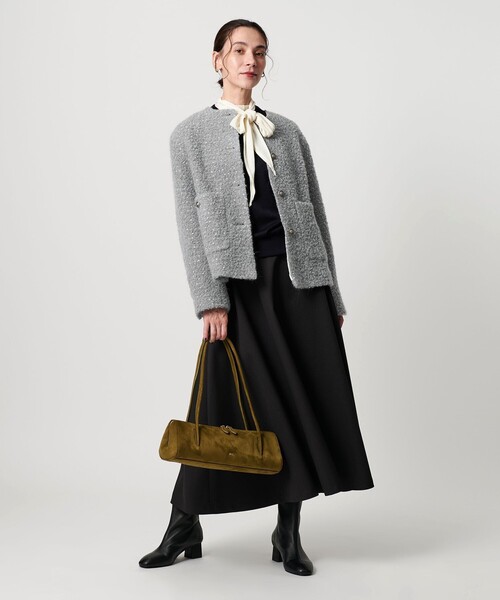 ドットジャガード ノーカラージャケット（ノーカラージャケット