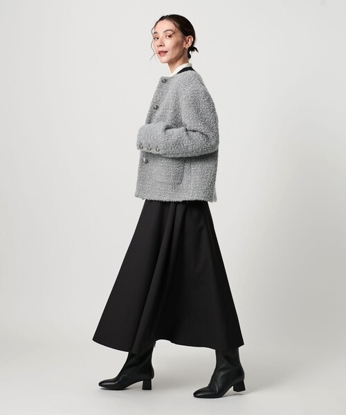 ドットジャガード ノーカラージャケット（ノーカラージャケット