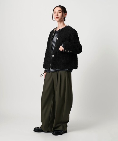 ドットジャガード ノーカラージャケット（ノーカラージャケット