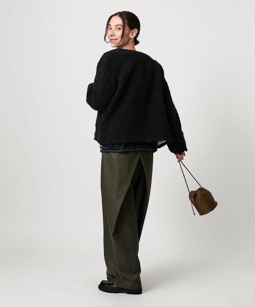 ドットジャガード ノーカラージャケット（ノーカラージャケット