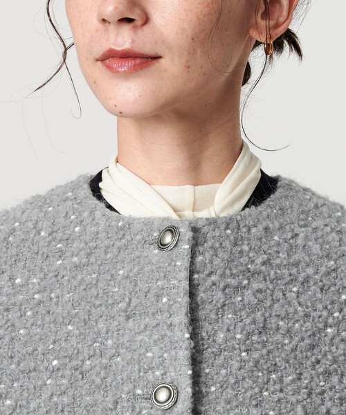 ドットジャガード ノーカラージャケット（ノーカラージャケット