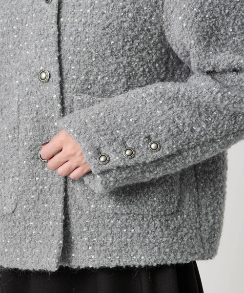 ドットジャガード ノーカラージャケット（ノーカラージャケット