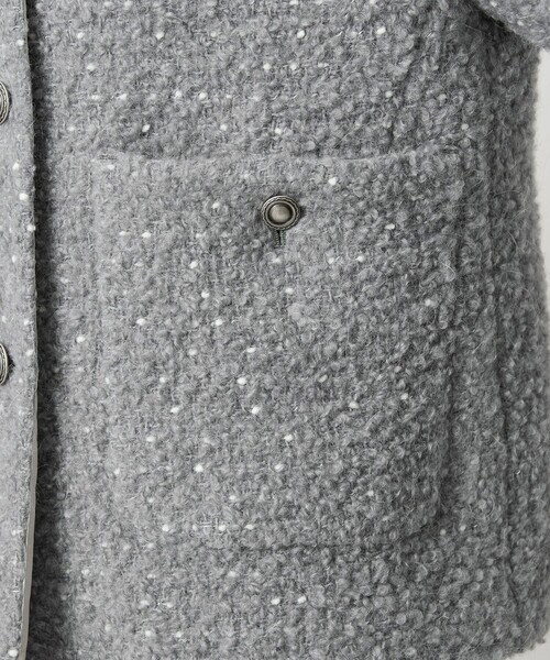 ドットジャガード ノーカラージャケット（ノーカラージャケット