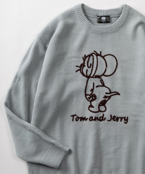 Tom＆Jerry（トムアンドジェリー）の「【71】【TOM＆JERRY/トムとジェリー】ジェリーデザイン ジャガードニット（ニット/セーター・レディース・チャコールグレー/ライトブルー/ホワイト/ネイビー・M/L/XL）」の3枚目の写真