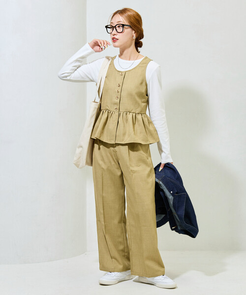 セール】限定展開 ペプラム ベスト チュニック セットアップ（ベスト