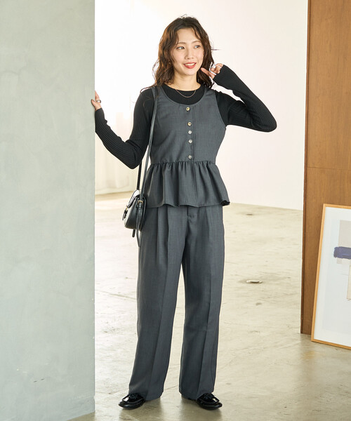 セール】限定展開 ペプラム ベスト チュニック セットアップ（ベスト