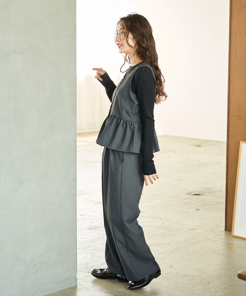 セール】限定展開 ペプラム ベスト チュニック セットアップ（ベスト