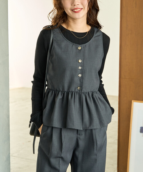 セール】限定展開 ペプラム ベスト チュニック セットアップ（ベスト