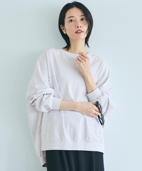 coca（coca）（コカ）の「TースウェットビッグシルエットロングTシャツ（Tシャツ/カットソー・レディース・ライトグレー/ブラック・S/L/M）」の2枚目の写真