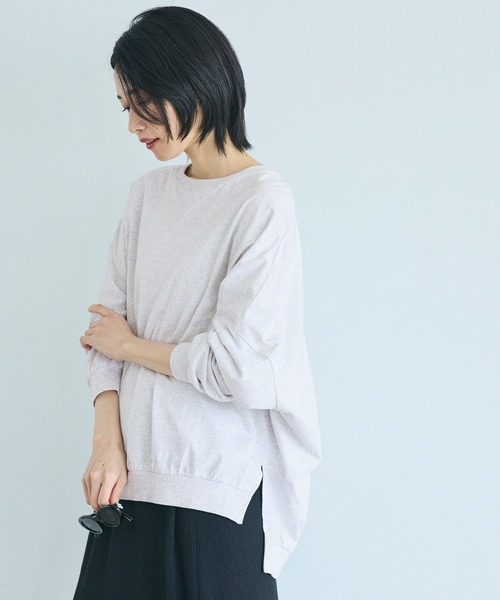 coca（coca）（コカ）の「TースウェットビッグシルエットロングTシャツ（Tシャツ/カットソー・レディース・ライトグレー/ブラック・S/L/M）」の6枚目の写真