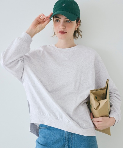 coca（coca）（コカ）の「TースウェットビッグシルエットロングTシャツ（Tシャツ/カットソー・レディース・ライトグレー/ブラック・S/L/M）」の8枚目の写真