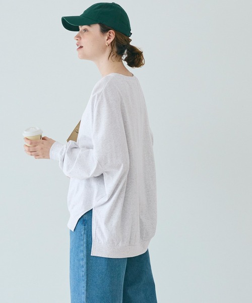 coca（coca）（コカ）の「TースウェットビッグシルエットロングTシャツ（Tシャツ/カットソー・レディース・ライトグレー/ブラック・S/L/M）」の9枚目の写真