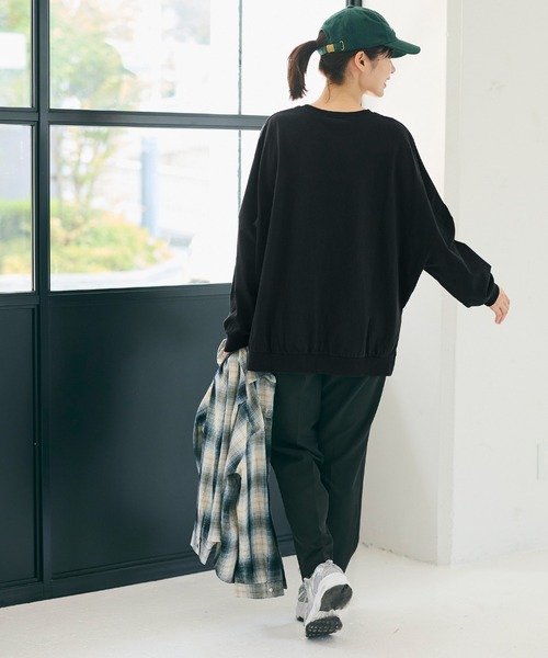 coca（coca）（コカ）の「TースウェットビッグシルエットロングTシャツ（Tシャツ/カットソー・レディース・ライトグレー/ブラック・S/L/M）」の11枚目の写真