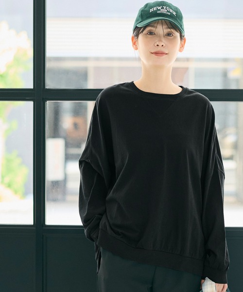 coca（coca）（コカ）の「TースウェットビッグシルエットロングTシャツ（Tシャツ/カットソー・レディース・ライトグレー/ブラック・S/L/M）」の12枚目の写真