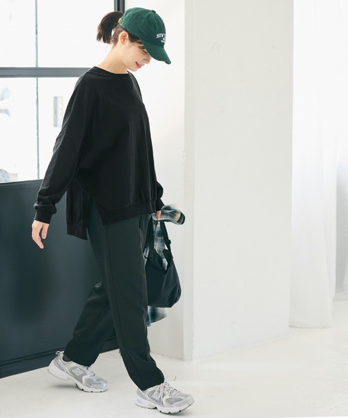 coca（coca）（コカ）の「TースウェットビッグシルエットロングTシャツ（Tシャツ/カットソー・レディース・ライトグレー/ブラック・S/L/M）」の13枚目の写真