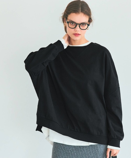 coca（coca）（コカ）の「TースウェットビッグシルエットロングTシャツ（Tシャツ/カットソー・レディース・ライトグレー/ブラック・S/L/M）」の14枚目の写真