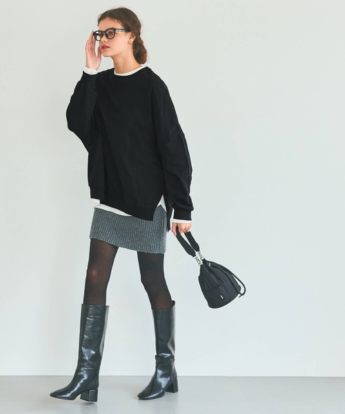 coca（coca）（コカ）の「TースウェットビッグシルエットロングTシャツ（Tシャツ/カットソー・レディース・ライトグレー/ブラック・S/L/M）」の15枚目の写真