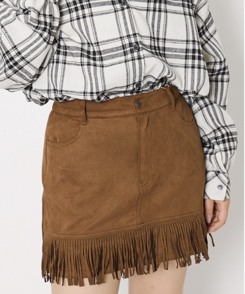 セール】《スエード調×フリンジ》レディース ミニスカート ウエスタン