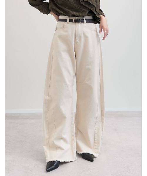 Re:EDIT（リエディ）の「[低身長/高身長サイズ有]カツラギバレルレッグカーブパンツ（デニムパンツ・レディース・アイボリー/ブラウン/ベージュ/ブラック・SHORT/SMALL/MEDIUM/TALL/LARGE）」の20枚目の写真