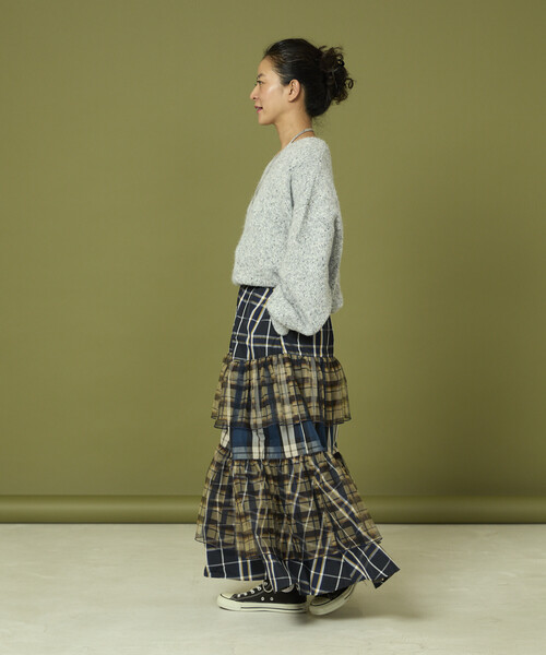 Freada/フリーダ チェック チュール ドッキング フリル ティアード