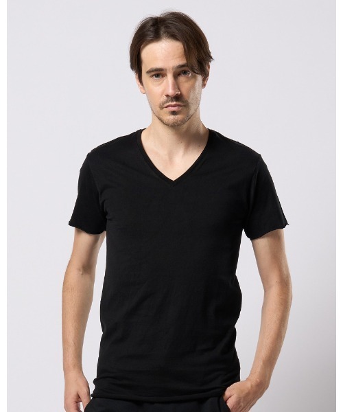 wjk(ダヴルジェイケイ)の「cut-off V-neck S/S(Tシャツ/カットソー・メンズ・ホワイト/ブラック・MEDIUM/SMALL/X-LARGE/LARGE)」の3枚目の写真