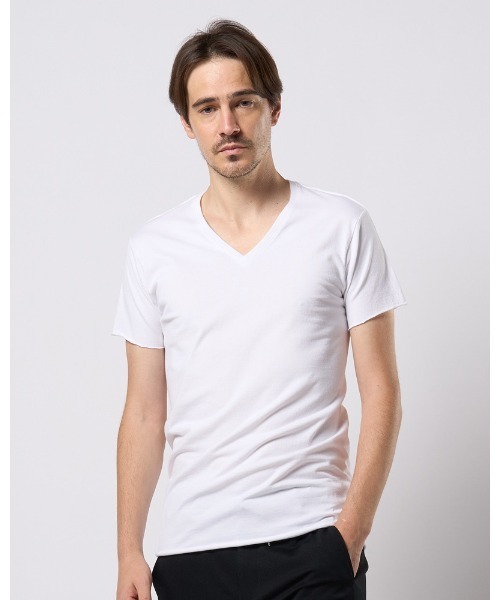 wjk(ダヴルジェイケイ)の「cut-off V-neck S/S(Tシャツ/カットソー・メンズ・ホワイト/ブラック・MEDIUM/SMALL/X-LARGE/LARGE)」の6枚目の写真