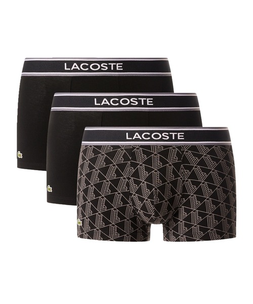 LACOSTE(ラコステ)の「モノグラム&プレーン/3パックストレッチコットントランクショーツセット(ボクサーパンツ・メンズ・ブラック/ネイビー・XL/S/M/L)」の2枚目の写真