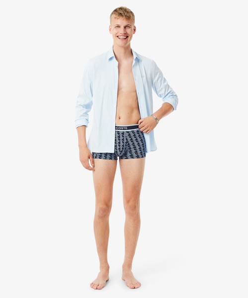 LACOSTE(ラコステ)の「モノグラム&プレーン/3パックストレッチコットントランクショーツセット(ボクサーパンツ・メンズ・ブラック/ネイビー・XL/S/M/L)」の3枚目の写真