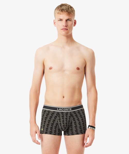 LACOSTE(ラコステ)の「モノグラム&プレーン/3パックストレッチコットントランクショーツセット(ボクサーパンツ・メンズ・ブラック/ネイビー・XL/S/M/L)」の5枚目の写真