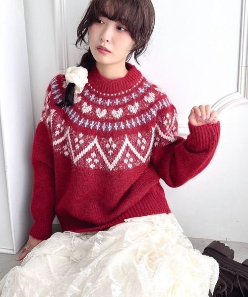 セール】ハートノルディックニットトップス（ニット/セーター