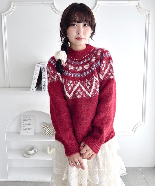 セール】ハートノルディックニットトップス（ニット/セーター