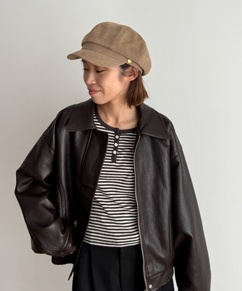 CANAL JEAN（キャナルジーン）の「El mar　スウェードキャスケット（キャスケット・レディース・ベージュ/ブラウン・ONE SIZE）」の2枚目の写真