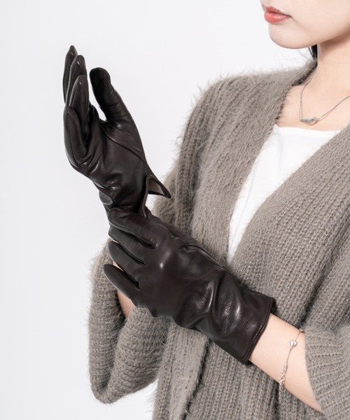GALA　GLOVES（ガラ　グローブ）の「【GALA GLOVES/ガーラグローブ】ラムレザー グローブ 手袋 イタリア製（手袋・レディース・ブラック/グレー系その他/ダークグリーン/ダークブラウン・7/8/7.5）」の14枚目の写真