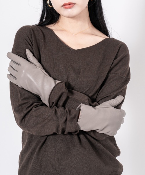 GALA　GLOVES（ガラ　グローブ）の「【GALA GLOVES/ガーラグローブ】ラムレザー グローブ 手袋 イタリア製（手袋・レディース・ブラック/グレー系その他/ダークグリーン/ダークブラウン・7/8/7.5）」の17枚目の写真