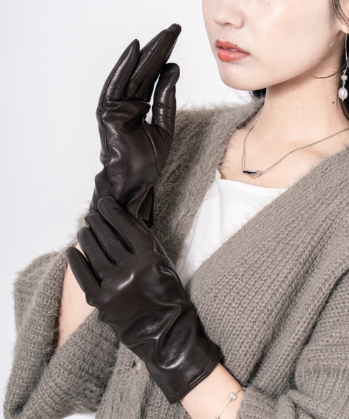 GALA　GLOVES（ガラ　グローブ）の「【GALA GLOVES/ガーラグローブ】ラムレザー グローブ 手袋 イタリア製（手袋・レディース・ブラック/グレー系その他/ダークグリーン/ダークブラウン・7/8/7.5）」の6枚目の写真