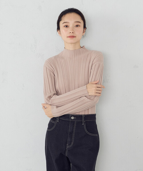 COMME CA ISM（コムサイズム）の「ランダムリブニット（ニット/セーター・レディース・ホワイト/ブラック/ベージュ/グレー・MEDIUM/LARGE）」の4枚目の写真