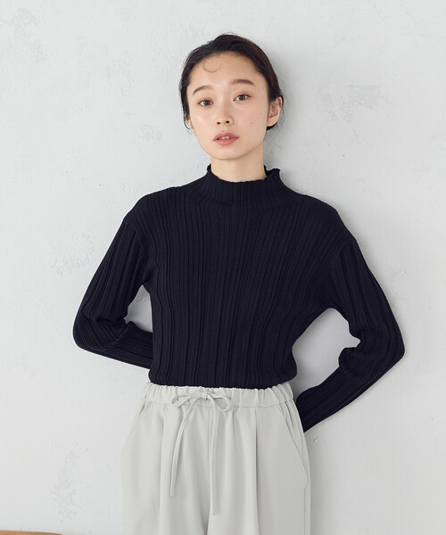 COMME CA ISM（コムサイズム）の「ランダムリブニット（ニット/セーター・レディース・ホワイト/ブラック/ベージュ/グレー・MEDIUM/LARGE）」の2枚目の写真