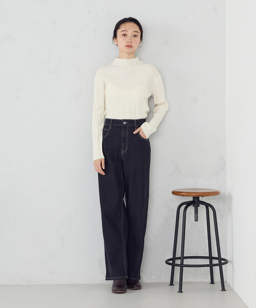 COMME CA ISM（コムサイズム）の「ランダムリブニット（ニット/セーター・レディース・ホワイト/ブラック/ベージュ/グレー・MEDIUM/LARGE）」の5枚目の写真